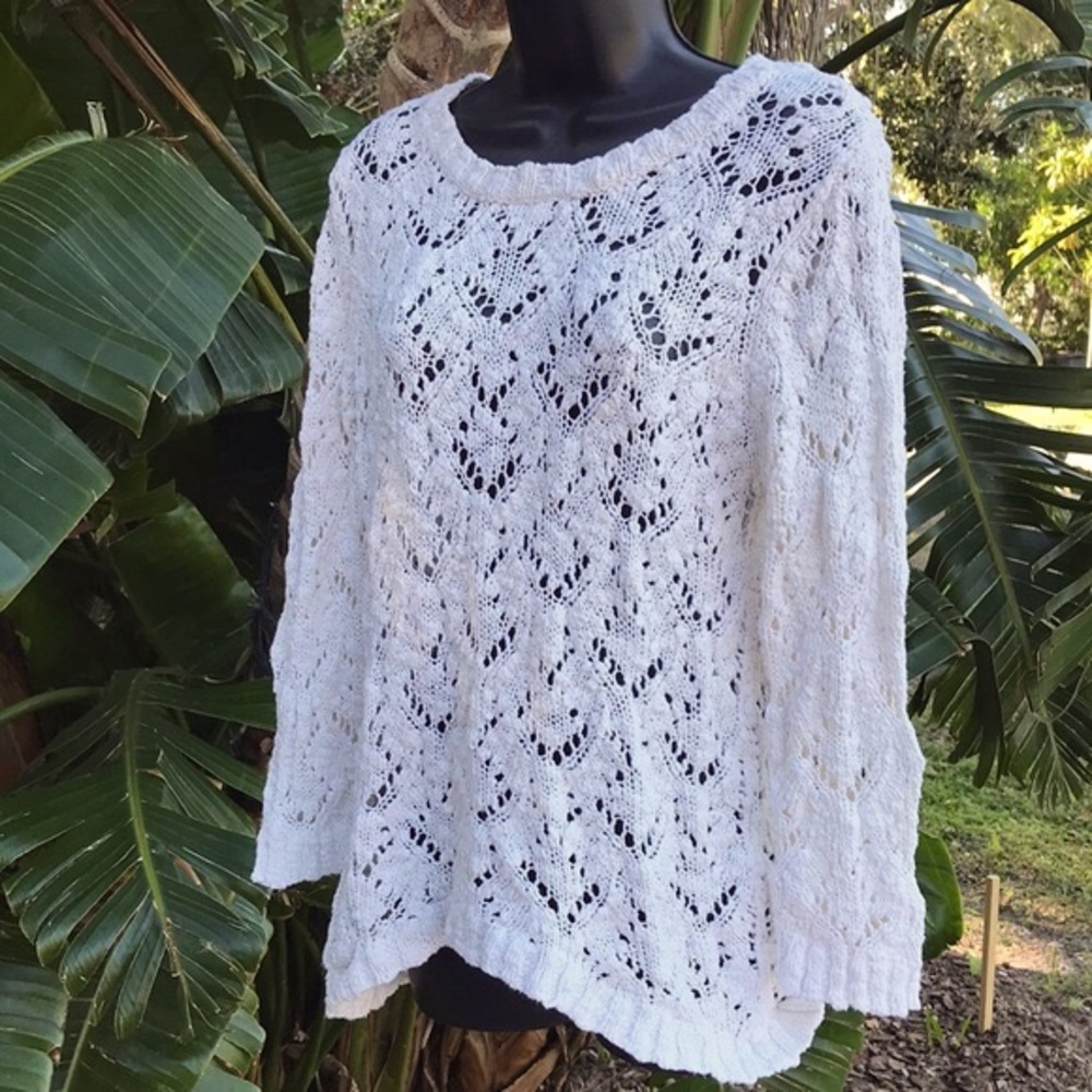 Crochet lace asymmetric sweater top